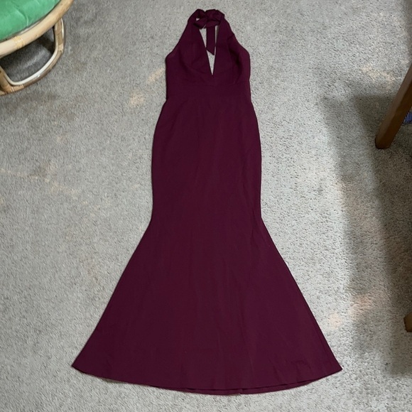 Dress The Population Camden Mermaid Hem Evening Gown Maxi Burgundy S - Picture 3 of 11